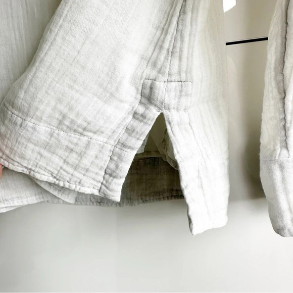 Soft Surroundings Gauze Top Ivory With Tan Embroidered Sleeves Size Medium - Picture 7 of 8